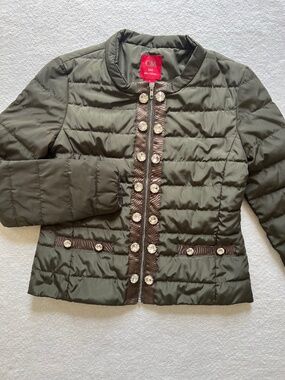 Ciao Milano 1969 Puffer Jacket Zipper Front Bling Crystal Accents Womens Size S